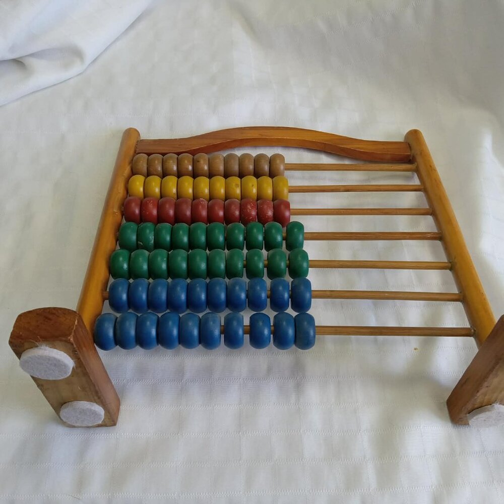 Vintage wooden abacus with colored wooden beads - Picture 3 of 7